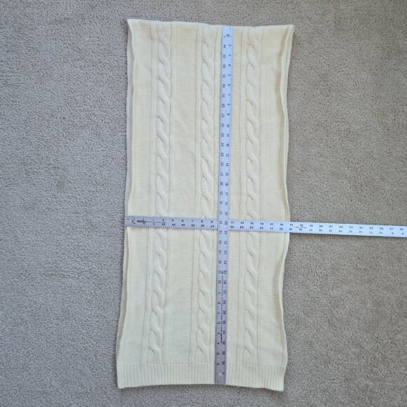 Cable Knit Ivory Scarf Wool Blend Oversized - Picture 9 of 9